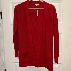 Ann Taylor Loft Outlet open Knit Cardigan Red Sz XS Office Casual NWT Cotton Bld
